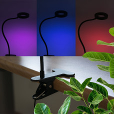 Kerek flexibilis palántanevelő LED lámpa, asztalra csíptethető