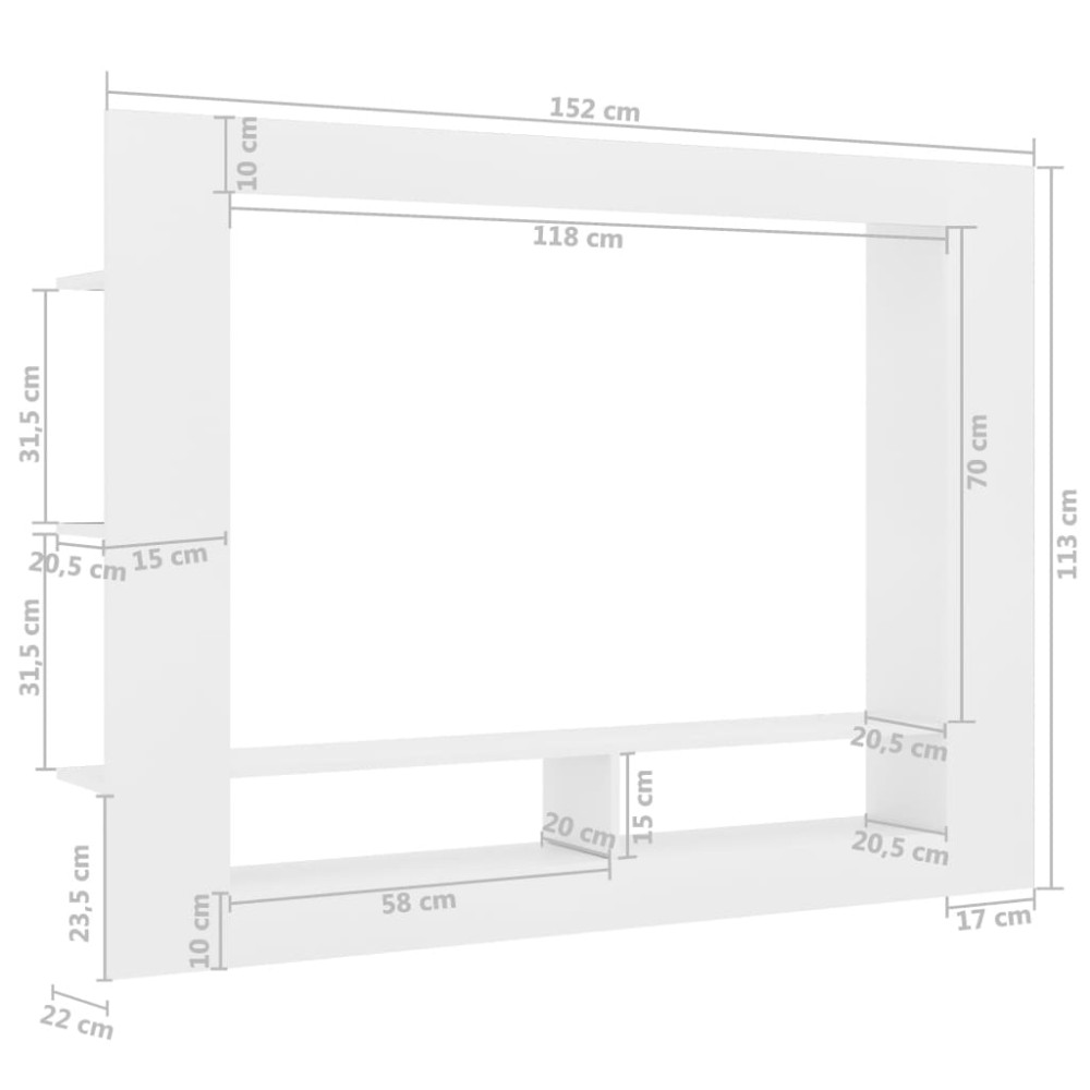 Fehér forgácslap TV-szekrény 152 x 22 x 113 cm - utánvéttel vagy ingyenes szállítással