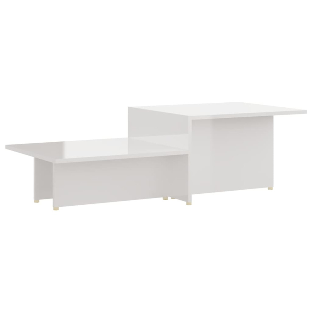 Magasfényű fehér forgácslap dohányzóasztal 111,5 x 50 x 33 cm - utánvéttel vagy ingyenes szállítással