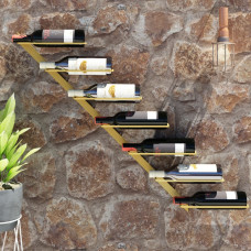 Arany fém falra szerelhető bortartó állvány 7 palacknak - utánvéttel vagy ingyenes szállítással