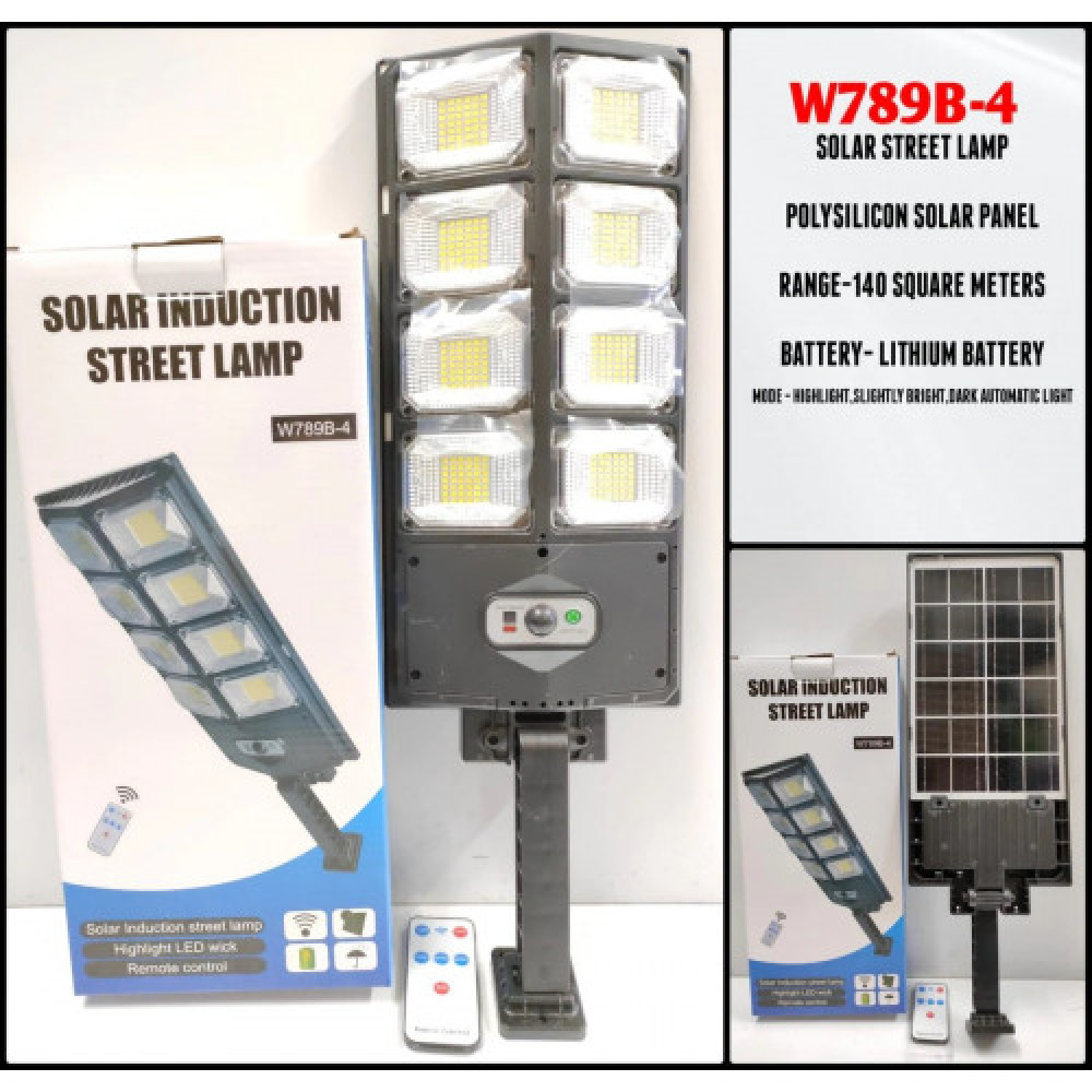 Szuper erős kültéri napelemes, vízálló, indukciós világítás, mozgásérzékelős utcai led lámpa – 168W W789B-4