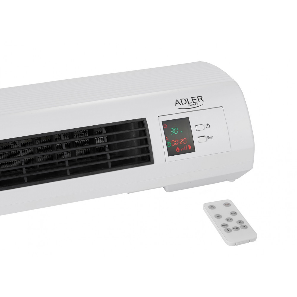 Adler fali hőfüggöny LCD kijelzővel, fűtés, időzítő, távirányító, 2000 W teljesítmény, túlmelegedés elleni védelem